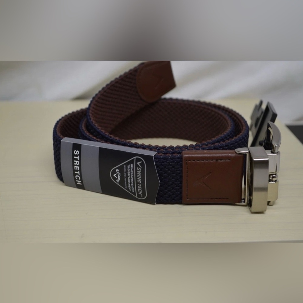 Callaway Swing Tech Reversible Braided Navy Brown Golf Belt Small 30-32 New